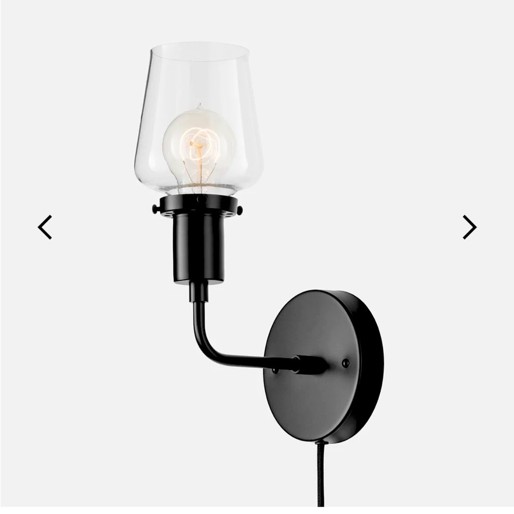 SCHOOLHOUSE Electric Abrams Plug In Sconce, true black, bulb up